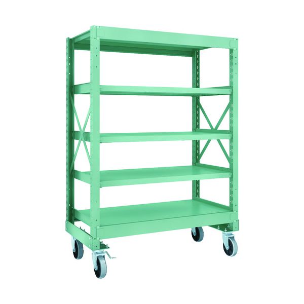 (LINEクーポン有)【個人宅配送不可】トラスコ TRUSCO R3-5465-U150 直送 代引不可・他メーカー同梱不可 R3型ボルト式中量棚W1200XD600XH1700 5段 Φ150 ウレタンキャスター付 R35465U150