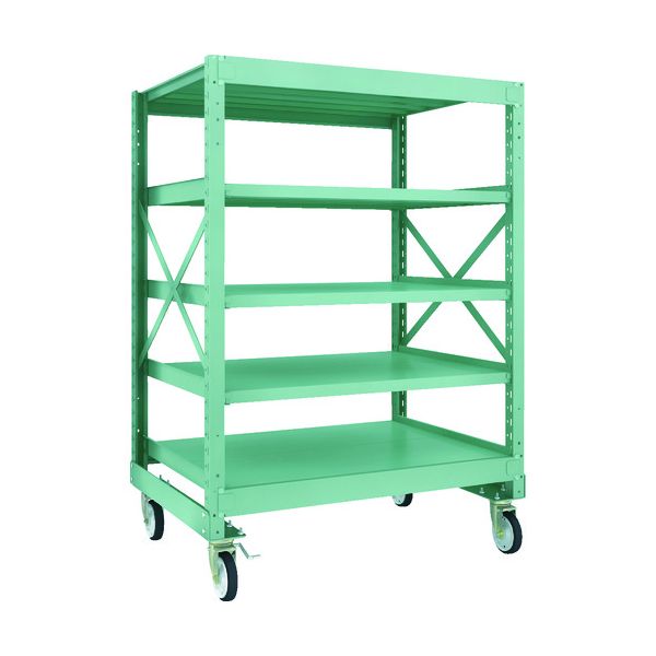 (LINEクーポン有)【個人宅配送不可】トラスコ TRUSCO R3-5495-G150 直送 代引不可・他メーカー同梱不可 R3型ボルト式中量棚W1200XD900XH1700 5段 Φ150 ゴムキャスター付 R35495G150