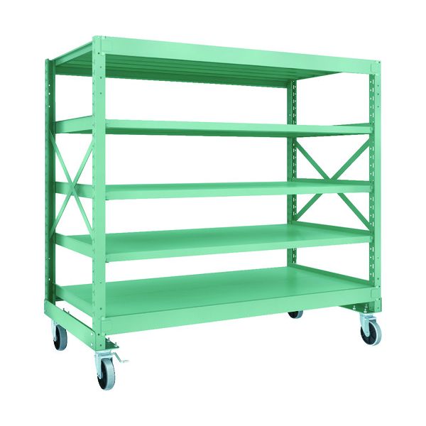 (LINEクーポン有)【個人宅配送不可】トラスコ TRUSCO R3-5695-U150 直送 代引不可・他メーカー同梱不可 R3型ボルト式中量棚W1800XD900XH1700 5段 Φ150 ウレタンキャスター付 R35695U150