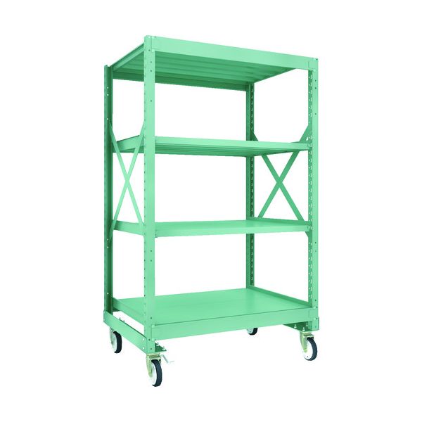 (LINEクーポン有)【個人宅配送不可】トラスコ TRUSCO R3-6494-G150 直送 代引不可・他メーカー同梱不可 R3型ボルト式中量棚W1200XD900XH2000 4段 Φ150 ゴムキャスター付 R36494G150