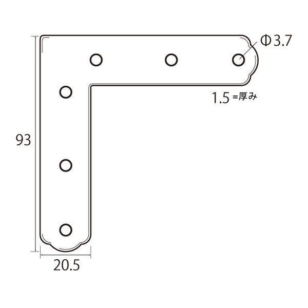 (LINEクーポン有)福井金属工芸 4947189629805 6298 ステンレス角金具93×20．5 30個