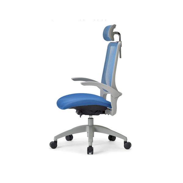 (LINEクーポン有)【個人宅配送不可】アイコ AICO MS-1615HGR(F12)BU 直送 代引不可・他メーカー同梱不可 オフィスチェア MS－1600シリーズ 座クッション 樹脂脚タイプ ヘッドレスト・肘付き 背：メッシュ／BU MS1615H