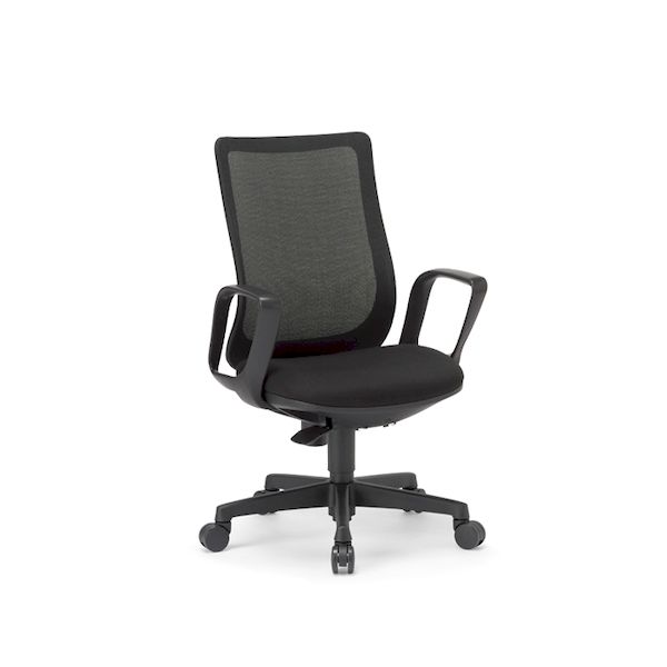 (LINEクーポン有)【個人宅配送不可】アイコ AICO OA-3235B-FBJ(FG3)BK 直送 代引不可・他メーカー同梱不可 オフィスチェア OA－3200シリーズ ミドルバック サークル肘タイプ ブラックシェル 背：メッシュ／BK OA3235