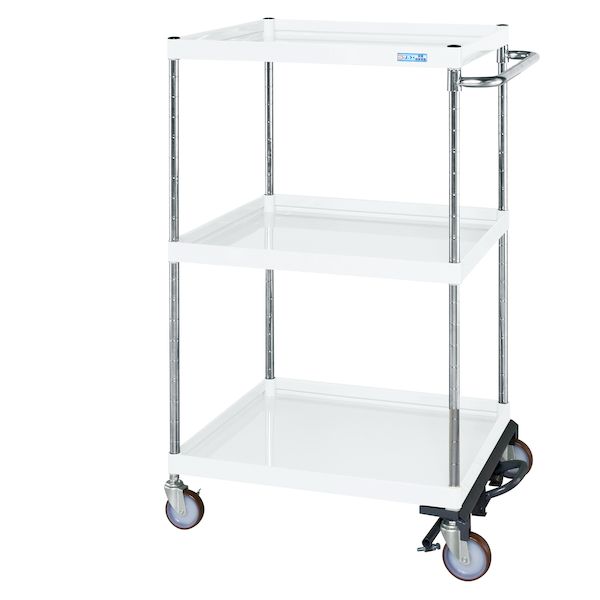 (LINEクーポン有)【個人宅配送不可】サカエ SAKAE CSP-75123BRSEW 直送 代引不可・他メーカー同梱不可 CSパールワゴン 中量タイプ／サイレントエラストマー車／フットブレーキ付 CSP75123BRSEW