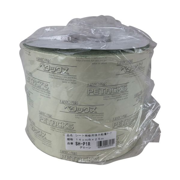 ユタカメイク SH-P1R シート補修用強力粘着テープロール巻 グリーン 14cm&times;25m SHP1R｜測定器・工具のイーデンキ