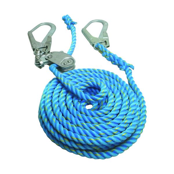 まつうら NEW-TETORON-WF1610BLUE 青色ニューテトロン水平親綱 16mmΦ×10m 両端フック、片側緊張器付 NEWTETORONWF1610BLUE
