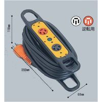 日動工業 NICHIDO HR-E310 ハンドリール 三相200V動力用 4芯&times;10m 黒 アース付 HRE310【キャンセル不可】｜測定器・工具のイーデンキ