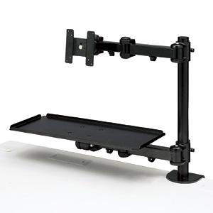 (LINEクーポン有)サンワサプライ CR-LA601 デュアルシステムアーム キーボード台 CRLA601 SANWA キーボードトレイ 液晶モニタアーム 省スペース オフィス デスク キーボードスタンド