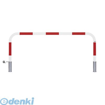 帝金 Teikin 82C-20 RW 直送 代引不可・他メーカー同梱不可 スチール製バリカー 横型・コノ字型・アーチ型・U字型車止めポール スタンダードタイプ φ60.5xt2.8 W2000 H650 mm 赤白色 82C20RW