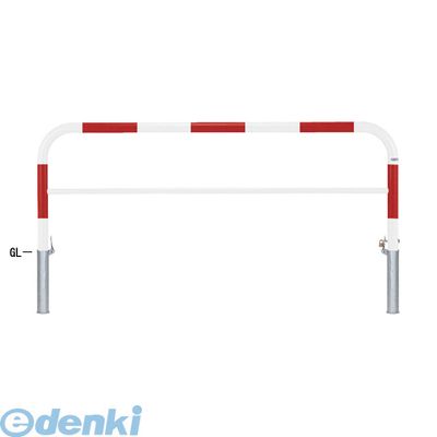 【個人宅配送不可】帝金 Teikin Y82PK3-20 R&W 直送 代引不可・他メーカー同梱不可 スチール製バリカー 横型・コノ字型・アーチ型・U字型車止めポール スタンダードタイプ 中桟付・中桟あり φ60.5xt2.8 W2000 H800 mm 赤白色 Y82PK320R&W|測定器・工具のイーデンキ