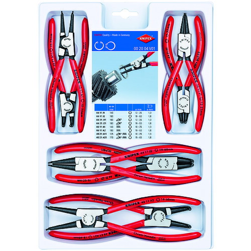 【即納在庫品】「直送」KNIPEX 002004V01 002004V01 8本組 スナップリングプライヤー KNIPEX社 クニペックス|測定器・工具のイーデンキ