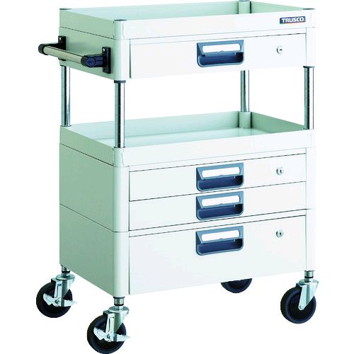 トラスコ中山 ＴＲＵＳＣＯ PEW962VXZW 直送 代引不可・他メーカー同梱不可 ツールワゴン フェニックスワゴン 省音 ６００Ｘ４００ＸＨ８８０ 引出付 ホワイト｜測定器・工具のイーデンキ