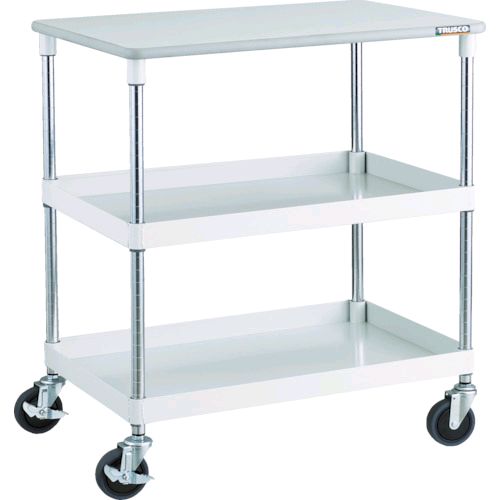 【即納在庫品】「直送」トラスコ TRUSCO PEW-972T-W ツールワゴン フェニックスワゴン 省音 ７５０Ｘ５００ＸＨ８８０ ２段 天板付 ホワイトPEW972TW8000｜測定器・工具のイーデンキ