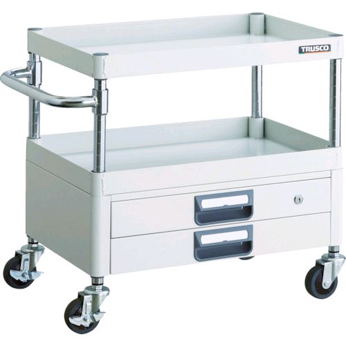 トラスコ TRUSCO PEW-672X-W ツールワゴン フェニックスワゴン 省音 ７５０Ｘ５００ＸＨ６００ ２段引出付 ホワイトPEW672XW8000