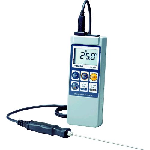 【即納在庫品】「直送」佐藤計量器製作所 佐藤 SK1260 デジタル温度計 ＳＫ－１２６０ 標準センサ付 ８０８０－０５ 392-3797 防水型デジタル温度計 メモリ機能付 SATO 標準センサー付 メモリー機能付
