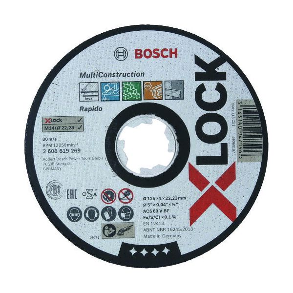 【即納在庫品】「直送」ボッシュ 2608619269 【25個入】 Ｘ－ＬＯＣＫ切断砥石１２５ｘ１．０マルチ