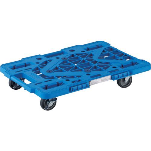 【個数：1個】ＴＲＵＳＣＯ MPK-600JS-B 樹脂製平台車 ルートバンメッシュタイプ ６１５Ｘ４１５ ４輪自在 ストッパー付 青MPK600JSB