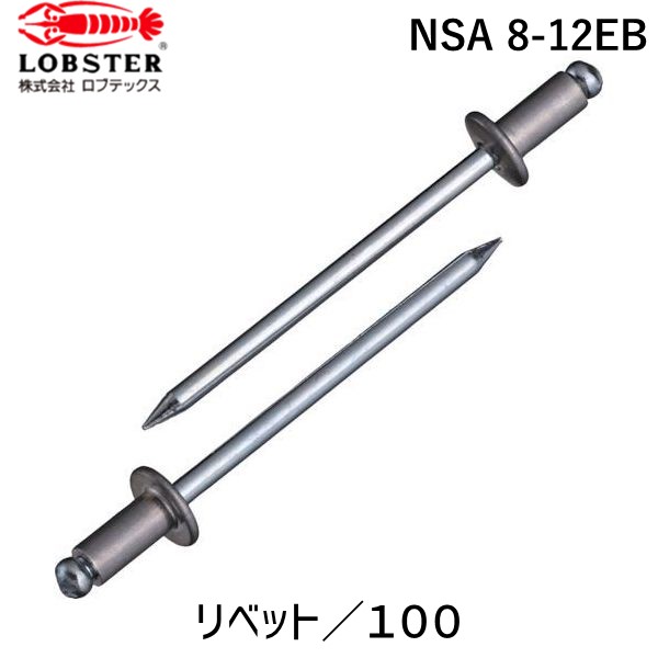 【即納在庫品】「直送」ロブテックス LOBSTER NSA 8-12EB ブラインドリベットエコＢＯＸ アルミ／スティール ８－１２ １００本入 NSA812EB スティール ブラインドリベットエコBOX アルミ エビ LOBTEX