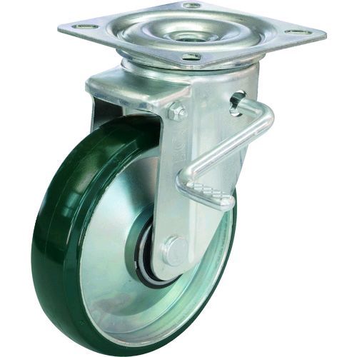 (LINEクーポン有)ユーエイ PMS-150UWBLBRINJ プレート式 自在 キャスター ウレタン 車輪径１５０ｍｍ ストッパー付き ＰＭタイプ ＰＭＳ－ＬＢ Ｒ 型 取付寸法９４×９４ ８７×８７ PMS150UWBLBRINJ ユーエイキャスタ