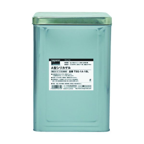 (LINEクーポン有)【個人宅配送不可】トラスコ TRUSCO TSG-2A-18L 直送 代引不可・他メーカー同梱不可 A型シリカゲル 2g 吸湿・使い捨て型 3000個入 コバルト入 1斗缶 TSG2A18L