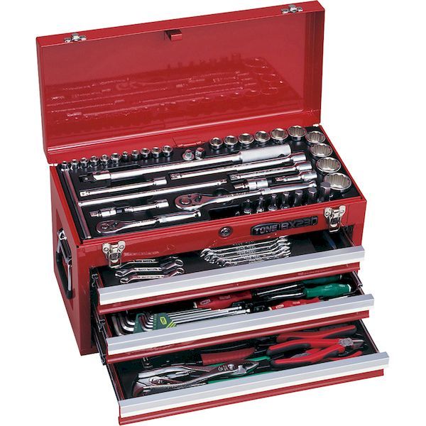 前田金属工業 TONE TSX950 整備用工具セット ツールセット 差込角９．５ｍｍ １２．７ｍｍ ８６点セット レッド トネ レッド オートメカニック メンテナンス用