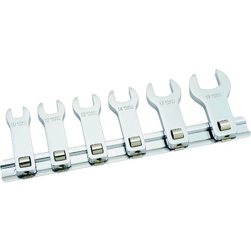 【即納在庫品】「直送」ASH VCLS360 ロングクローフートレンチセット9.5□ 6pcs 旭金属工業 スパナタイプ レンチノミ TOOLS
