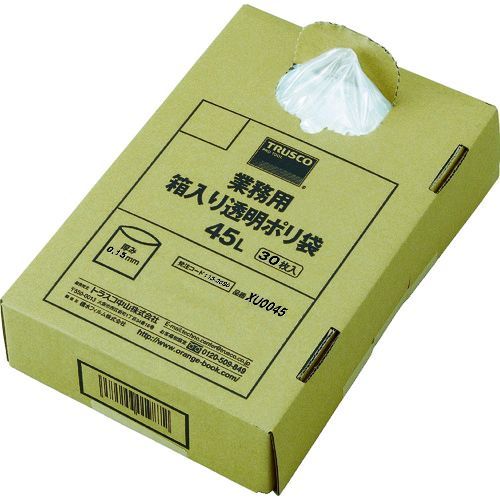 【即納在庫品】「直送」ＴＲＵＳＣＯ XU0045 まとめ買い 業務用ポリ袋 透明・箱入 ０．１５×４５Ｌ ３０枚入