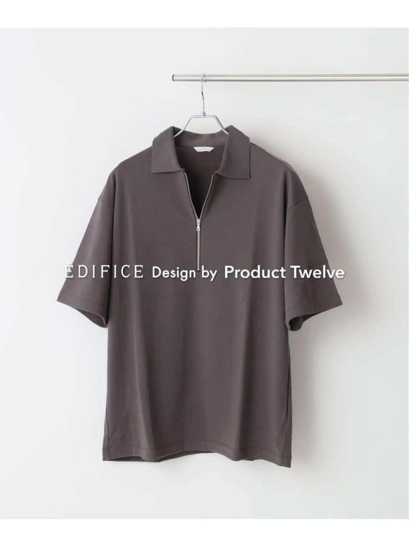 EDIFICE by Product Twelve リファインドハーフジップ EDIFICE エディフィス トップス カットソー・Tシャツ ブラウン ホワイト【送料無料】[ Fashion]｜EDIFICE