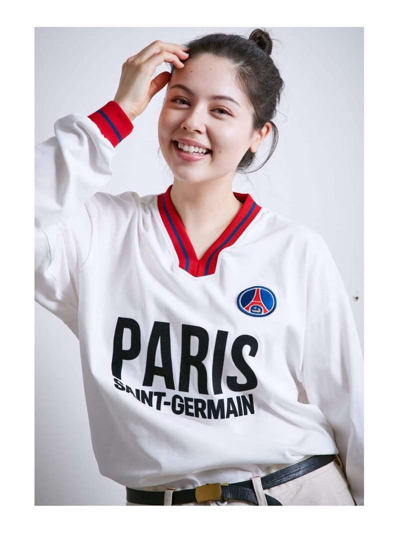 【Paris Saint-Germain / パリ・サン\u003dジェルマン】 JP RETRO L/S Paris Saint-Germain エディフィス トップス カットソー・Tシャツ ブラック ホワイト【送料無料】[ Fashion]