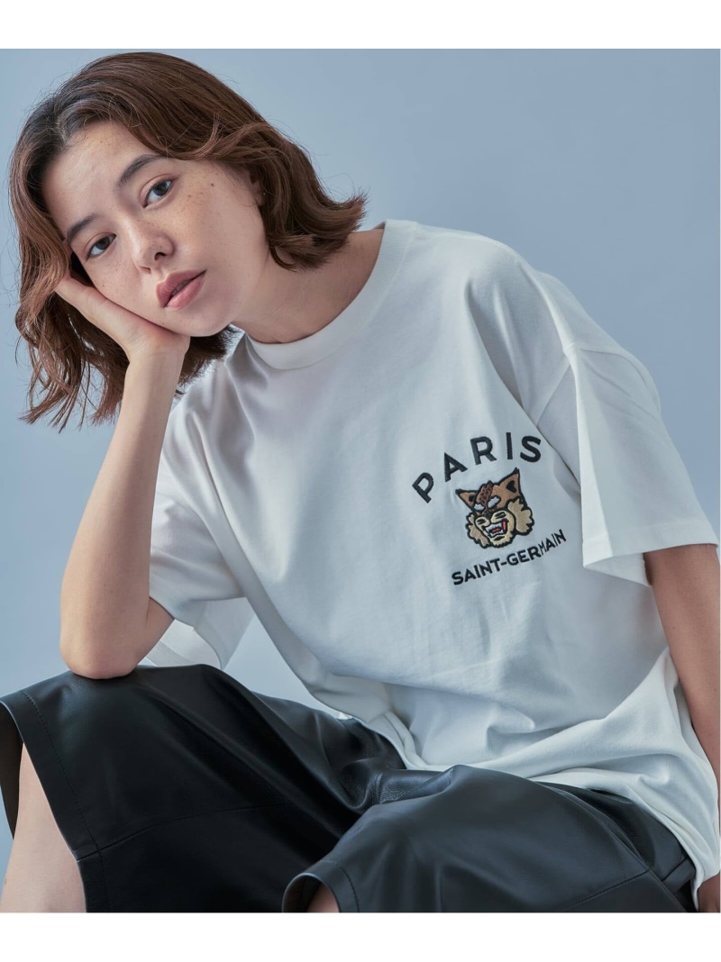 【Paris Saint-Germain】カレッジロゴ刺しゅう Tシャツ Paris Saint-Germain エディフィス トップス カットソー・Tシャツ ブラック ホワイト ブラウン【送料無料】[ Fashion]｜EDIFICE