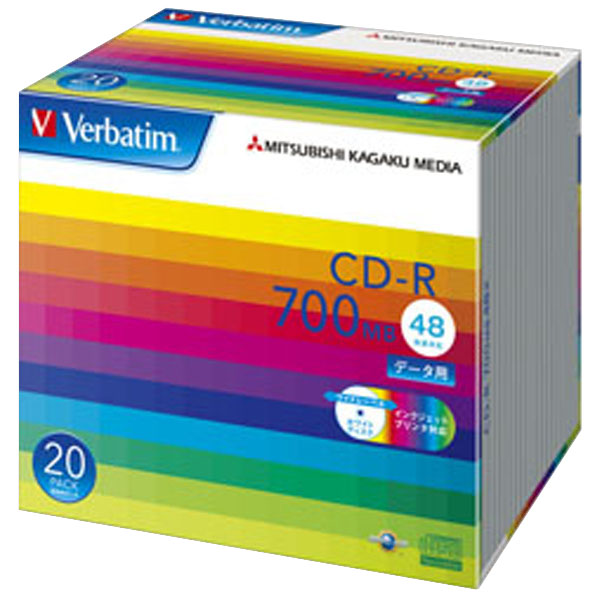 Verbatim データ用CD-R 700MB 48倍速 インクジェットプリンタ対応 20枚入り SR80SP20V1 [SR80SP20V1]