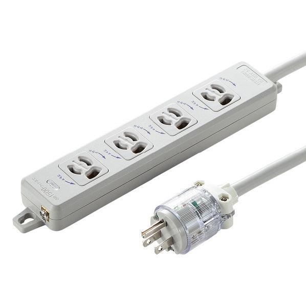 サンワサプライ 医用接地プラグ付き電源タップ (3P・4個口・3m) ホワイト TAP-HPM4-3W [TAPHPM43W]