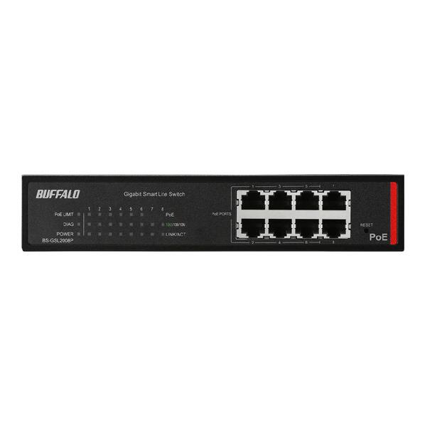 BUFFALO 法人向け Giga対応 POE Layer2 スマートLiteスイッチ 8ポート BS-GSL2008P [BSGSL2008P]｜エディオン　店