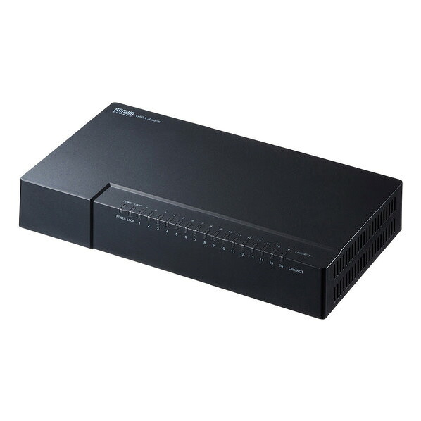 サンワサプライ ギガビット対応スイッチングハブ(16ポート・マグネット付き) LAN-GIGAP1602BK [LANGIGAP1602BK]