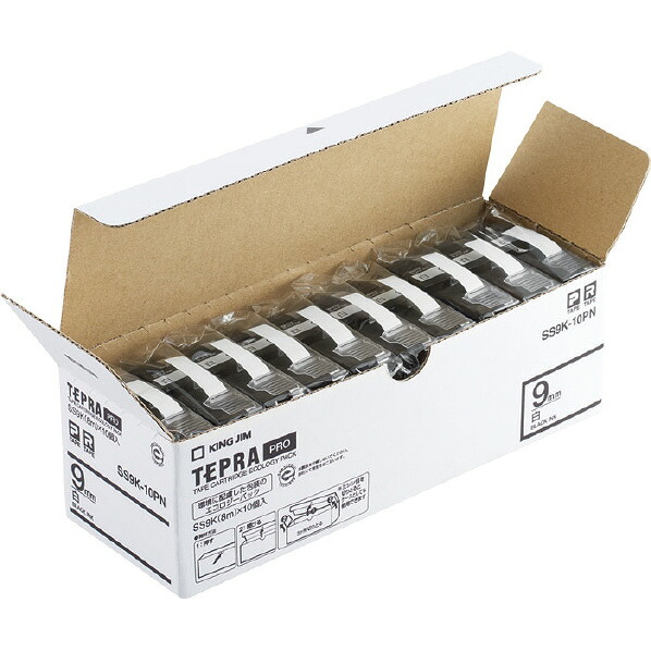 キングジム テプラ PROテープカートリッジ エコパック 9mm幅 白/黒文字(10個入り) SS9K-10PN [SS9K10PN]【APRP】