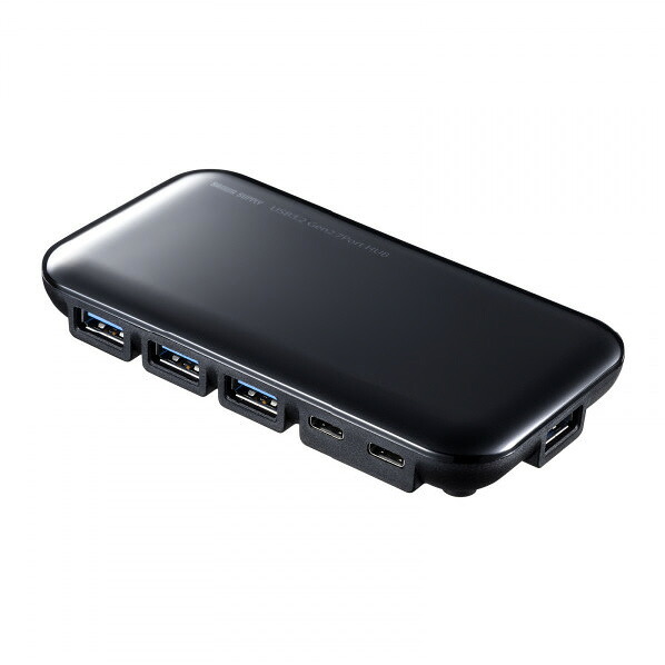 サンワサプライ USB3．2Gen2対応 Type-C 7ポートハブ USB-3TCH38BK [USB3TCH38BK]【JLMP】｜エディオン　店