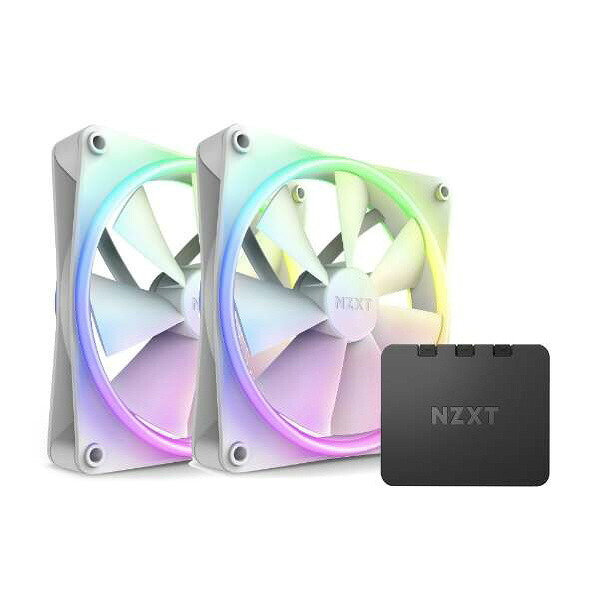 NZXT 140mm 両面RGBファン 2個&RGB照明コントローラーセットモデル ホワイト RF-D14DF-W1 [RFD14DFW1]