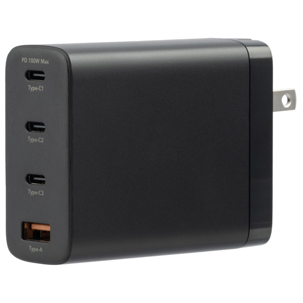 グリーンハウス AC充電器 4ポート 100W ブラック GH-JD4GA-BK [GHJD4GABK]