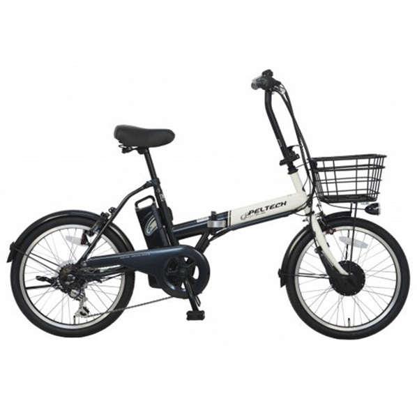PELTECH 20型折りたたみ電動アシスト自転車 外装6段 ホワイト×ブラック TDN-208L-W-8AH [TDN208LW8AH]