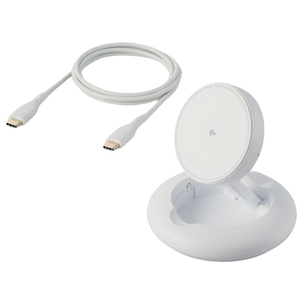 エレコム マグネットQi2規格対応ワイヤレス充電スタンド(15W・折り畳み) ホワイト W-MA08WH [WMA08WH]