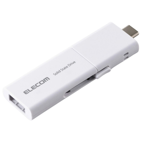 エレコム USB Type-C(TM)/USB-Aコネクター対応外付けポータブルSSD(500GB) ホワイト ESD-EWB0500GWHR [ESDEWB0500GWHR]