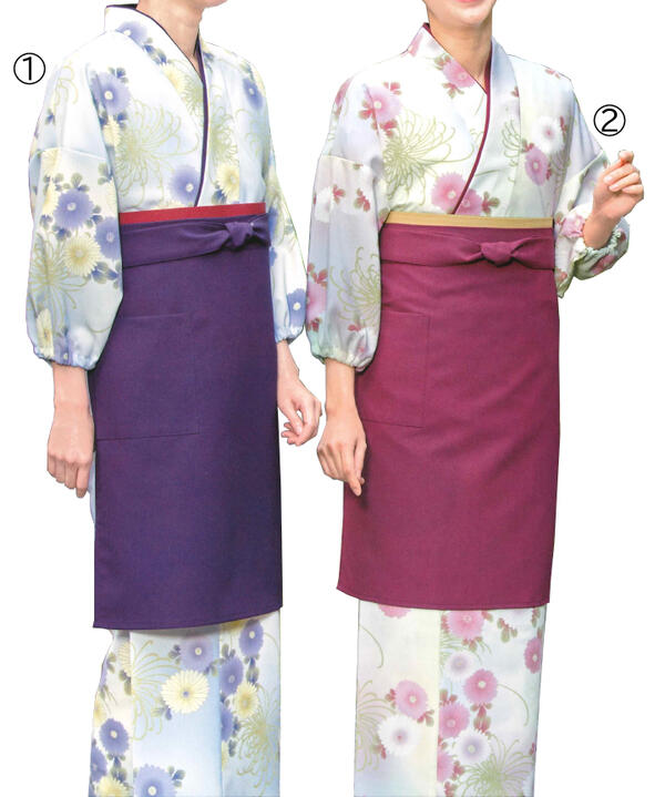 お取り寄せ商品　茶羽織・スカートタイプ　華菊　Ｍ・Ｌ寸　[飲食店ユニフォーム　和風ユニフォーム　割烹　料亭　和食店　着物風]｜【えどわん】店
