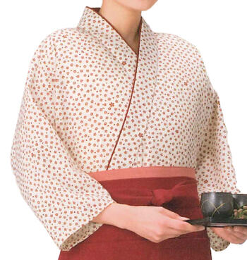 お取り寄せ商品　作務衣　上着　Ｍ・Ｌ寸　姫桜・エンジ　[飲食店ユニフォーム　和風ユニフォーム　割烹　料亭　和食店　着物風]｜【えどわん】店