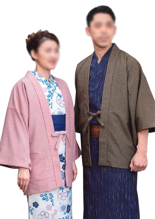 【受注生み出すこと品】男女兼用無償性大いさ ちりめん茶羽織 表徴鮫小紋（肩裏操作手順か総裏操作手順か選べます）1色２０枚１書き割り 丸洗い聞き届ける HA-3955c-01 HA3955c-02