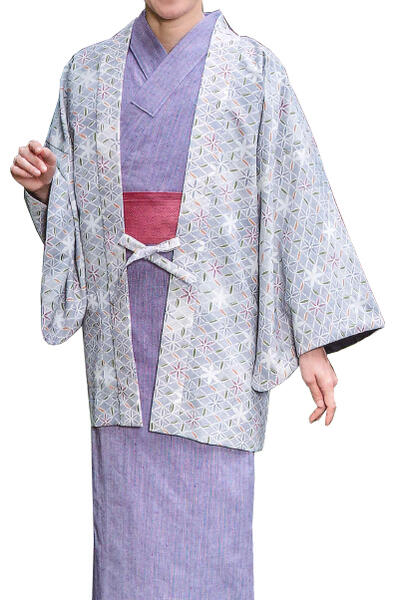 【受注生み出すこと品】男女兼用無償性大きさ ちりめん茶羽織 花七宝（肩裏遣りくちか総裏遣りくちか選べます）1色２０枚１書き割り 丸洗い聞き入れる HA-3957c-01