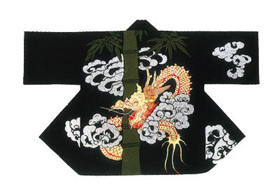金・銀箔付き添い人半纏(法被)【雲龍・笹】