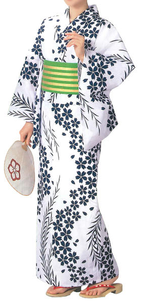 お揃いゆかた　反物・女フリーサイズ　桜・柳　[町内会　盆踊り　民謡踊り　婦人会　商工会　舞踊　お揃い浴衣]