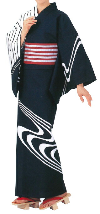 お揃い絵羽ゆかた(男女同柄)　反物・男Ｍ寸・男Ｌ寸・女フリーサイズ　流水・縞　[町内会　盆踊り　民謡踊り　婦人会　商工会　舞踊　お揃い浴衣]