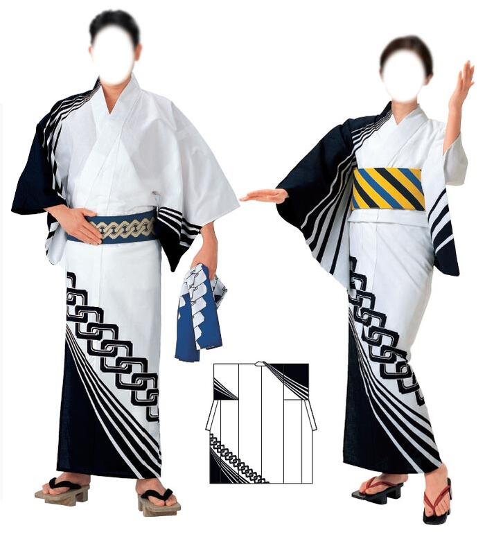 お揃い絵羽ゆかた(男女同柄)　反物・男Ｍ寸・男Ｌ寸・女フリーサイズ　吉原　[町内会　盆踊り　民謡踊り　婦人会　商工会　舞踊　お揃い浴衣]｜【えどわん】店