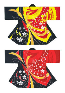 祭り半纏　プリント袢天(束ね熨斗・桜) 発色が良くよさこいに最適 【お取り寄せ商品】※メール便対応可※